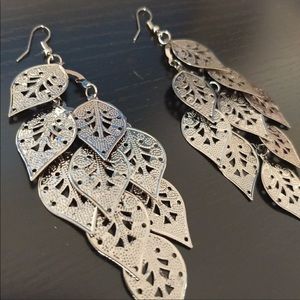 Silver Color Multi Leaf Earrings